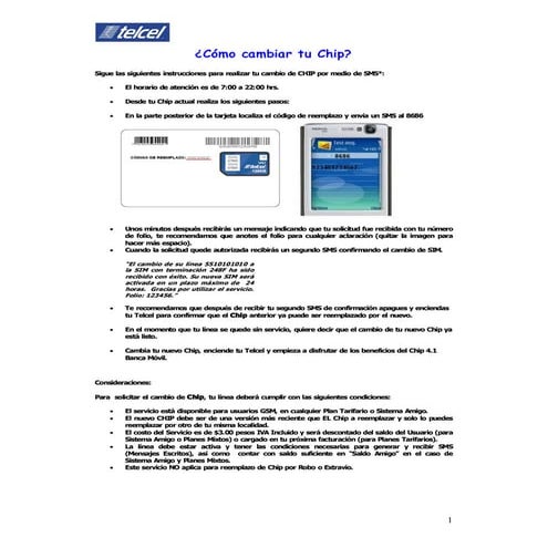 Cambio chip TELCEL | PDF