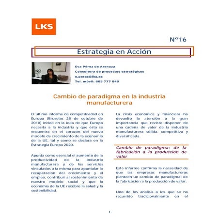 Cambio de paradigma en la empresa manufacturera (eva pérez de arenaza)