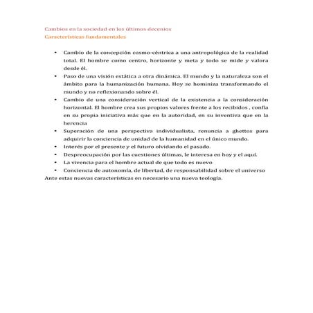 Cambios en la sociedad en los últimos decenios