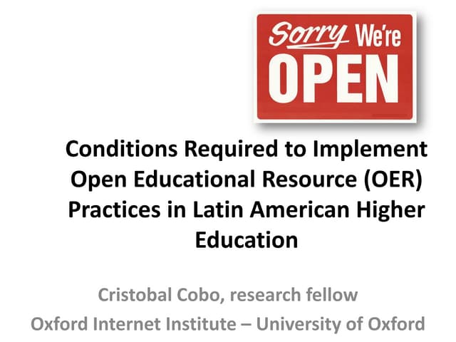 Conditions Required to Implement Open Educational Resource (OER) Practices in...