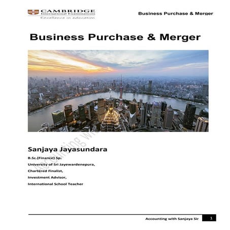 Cambridge A Level Business Purchase and Merger