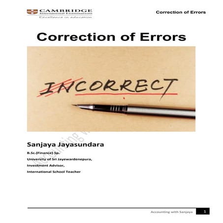 Cambridge as level correction of errors