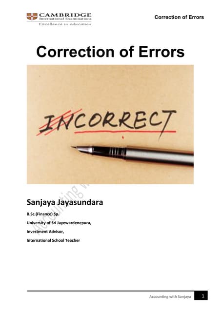 Cambridge as level correction of errors