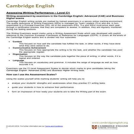Cambridge assessing writing-c1