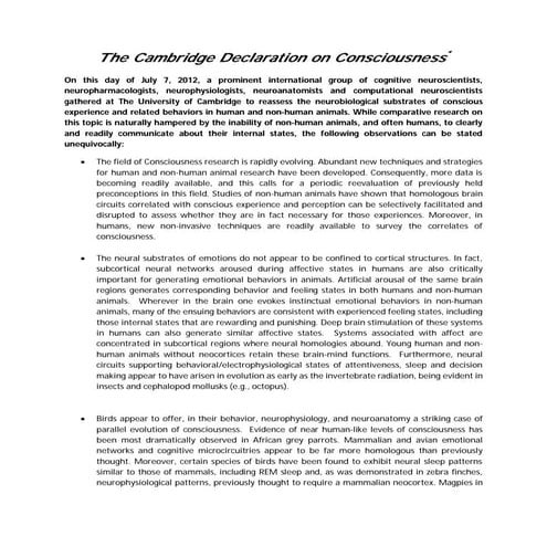 The Cambridge Declaration on Consciousness