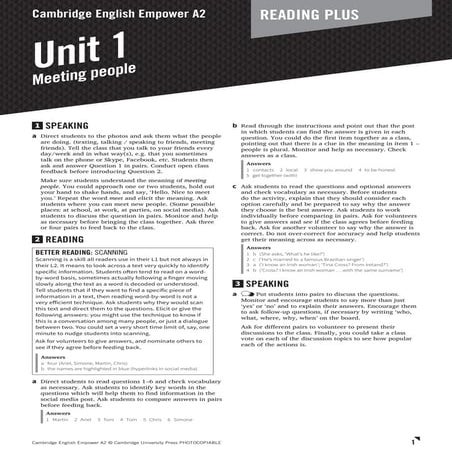 Cambridge english empower_a2_reading_plus_teachers_notes | PDF