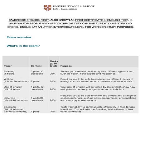 Cambridge english first   information