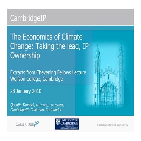 CambridgeIP  Chevening Lecture: The Economics of Climate Change - Taking the ...