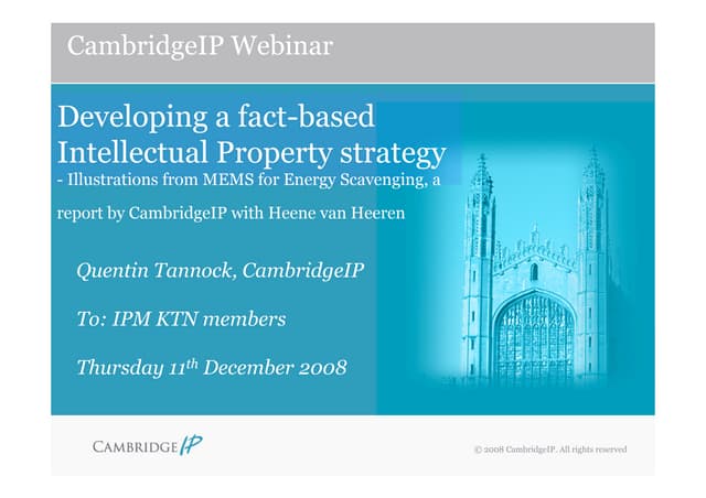 CambridgeIP Webinar: Developing a fact Based IP Strategy