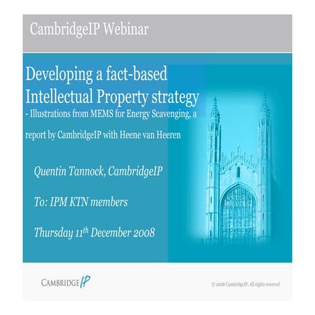 Cambridge IP Webinar: Developing a fact-based IP strategy