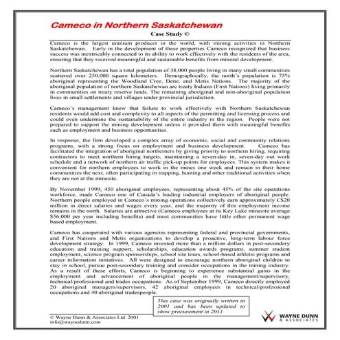 Cameco and indigenous development case study | PDF