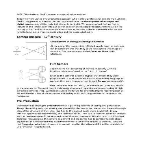 Camera and production research