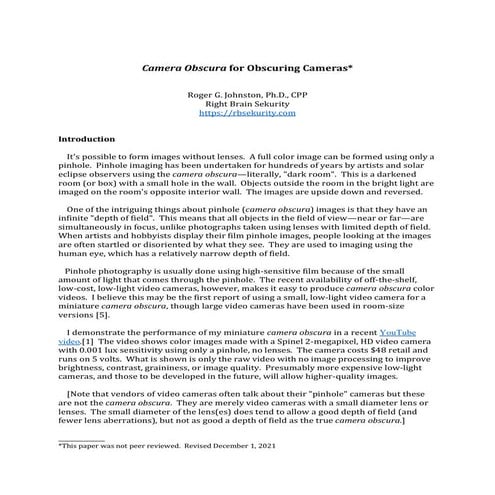 Camera Obscura and Security/Privacy | PDF