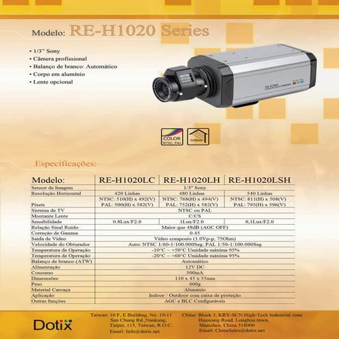 Camera re h1020 l -lh - lsh portugues