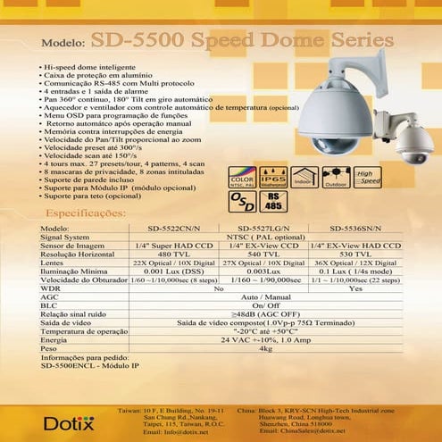 Cameras sd 5500 speed domes portugues