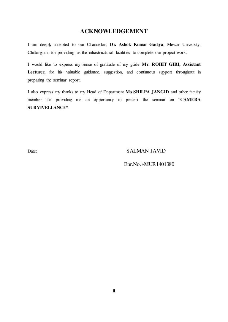 Camera surveilance 3 acknowledgement