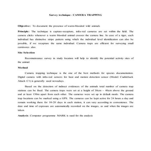 Camera trapping, wildlife Biology 