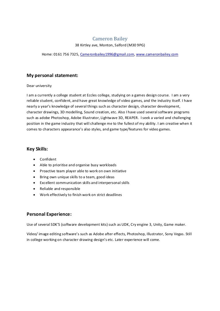 Personal statement examples for college picture