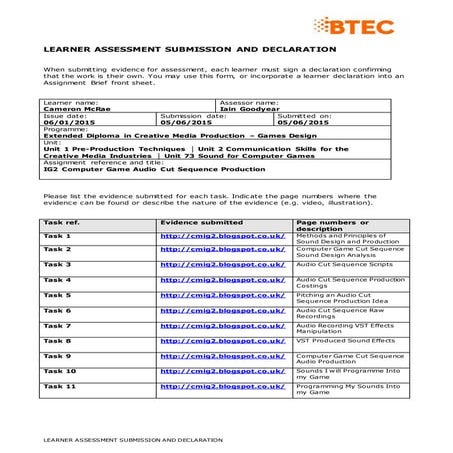 Y1 games ig2 learner assessment submission declaration | DOCX