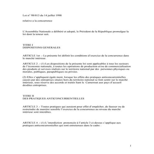 Cameroon competitionlaw98 french