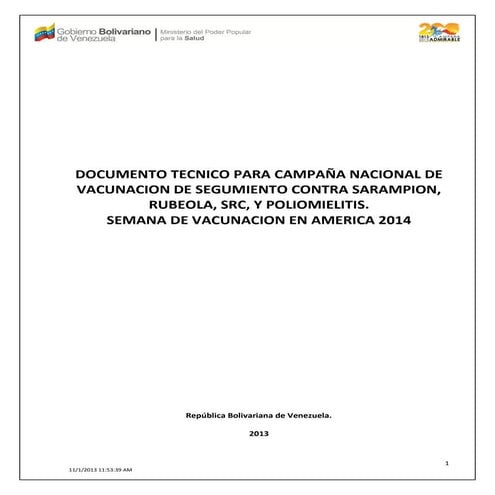 Campaña de vacunacion de las americas.venezuela