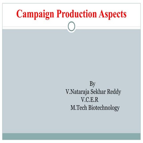 Campaign production aspects