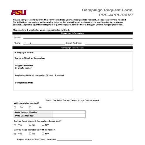 Campaign request form-pre admit