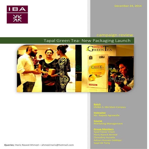 Campaign Review-Tapal Green Tea New Packaging Launch in September 2014