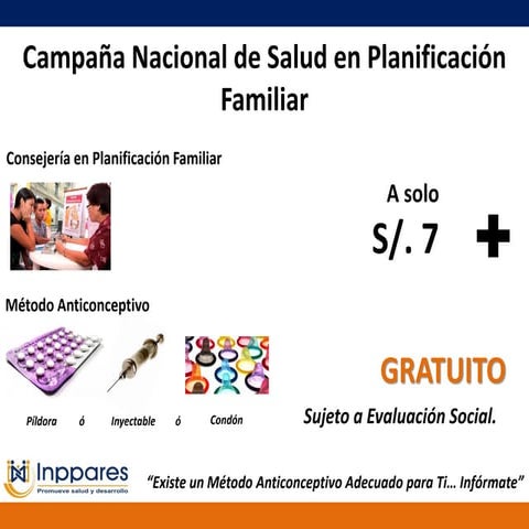 Campaña Nacional de Salud en Planificación Familiar. Paquetes de Clínica Central