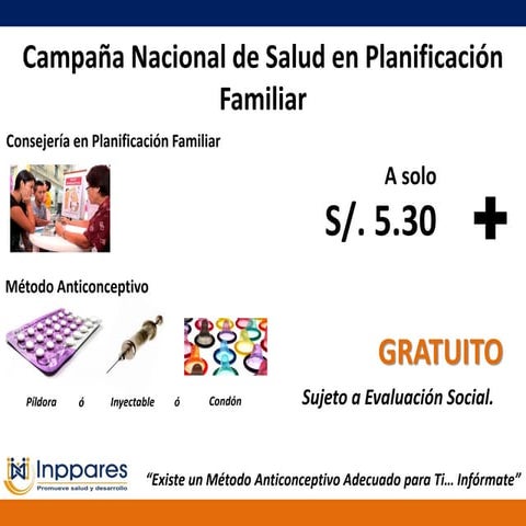 Campaña Nacional de Salud en Planificación Familiar. Paquetes del Servicio Di...
