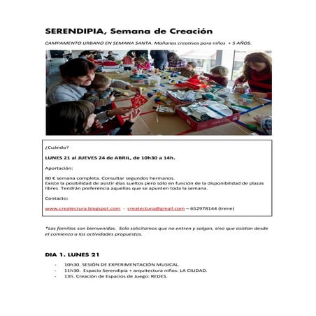 SERENDIPIA. Campamento Urbano en Semana Santa