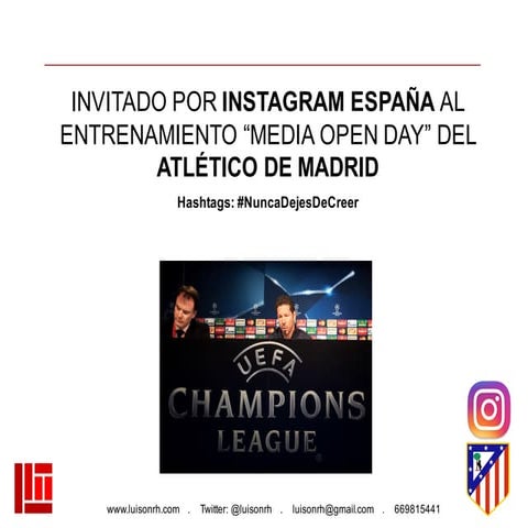 Invitado por Instagram Epaña el entrenamiento "Media Open Day" del Atlético d...