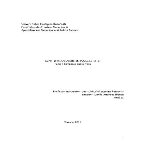 Campanie publicitate