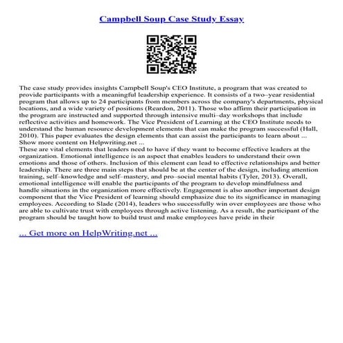 Campbell Soup Case Study Essay
