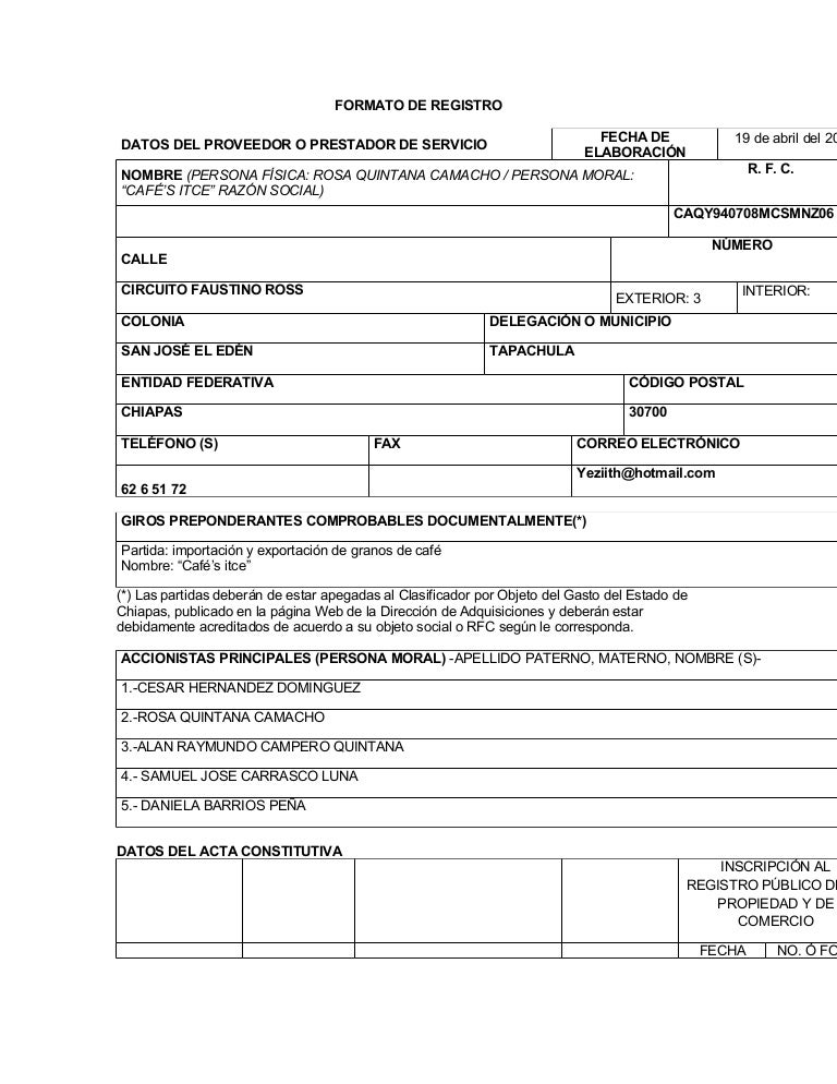 FORMATO DE REGISTRO