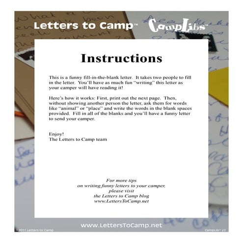 CampLib #2 - About Your Bedroom