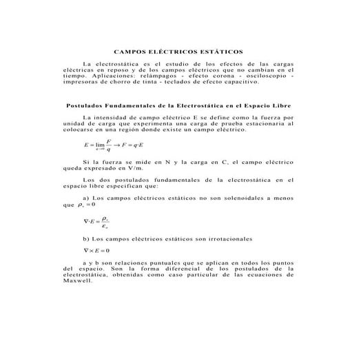 Campos Electricos Estaticos