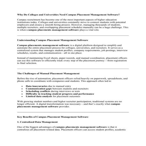 Why Do Colleges and Universities Need Campus Placement Management ...