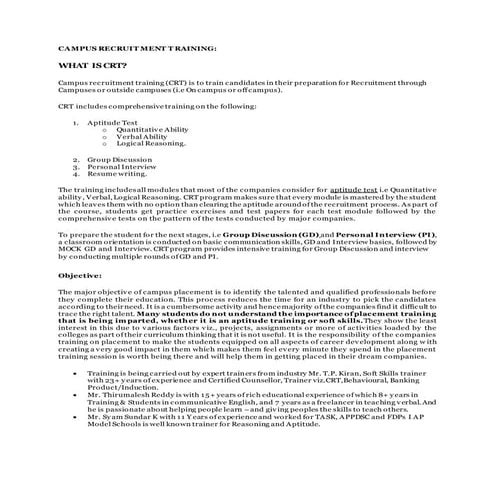 Campus recruitment training | DOCX