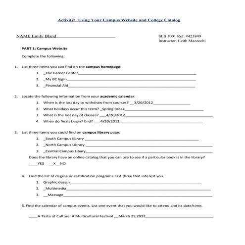 Campus website catalogscavengerhunt