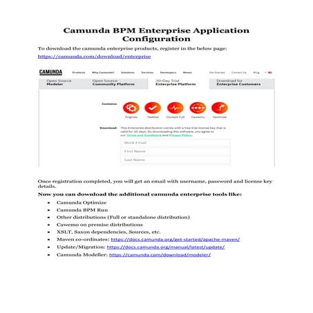 Camunda BPM Enterprise Application Configuration