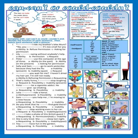 Can can´t or could - couldn´t + key