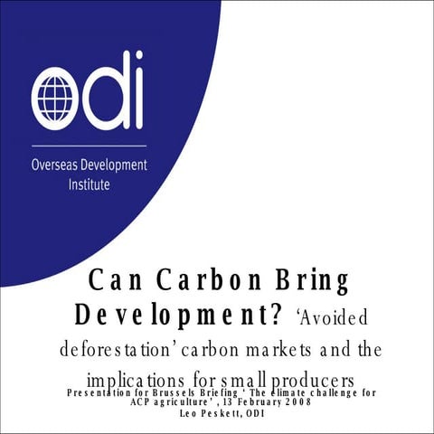 Can carbon bring development? 'Avoided deforestation' carbon markets and impl...