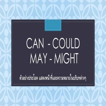 Can    could may - might 