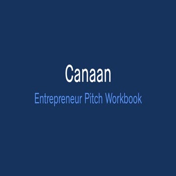Canaan Entrepreneur Pitch Workbook