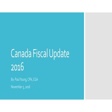 Canada Fiscal Update - 2015-2016