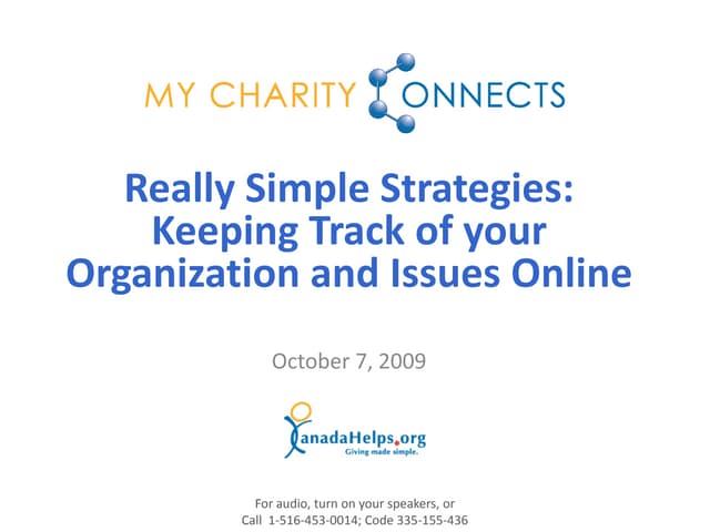 Really Simple Strategies: Keeping Track of your Organization and Issues Online