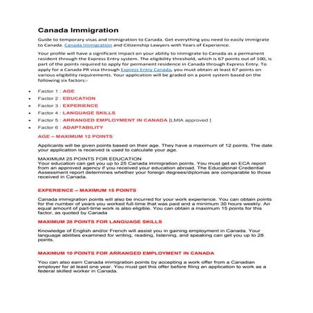 Canada immigration | PDF