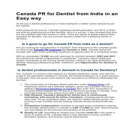Canada PR for Dentist from India in an Easy way.pdf
