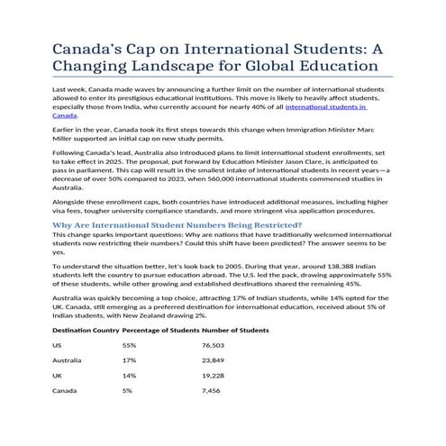Canada’s Cap on International Students A Changing Landscape for Global Educat...